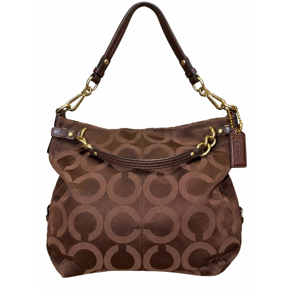 Coach Signature Optic Art Brown Jacquard Hobo Bag 2008